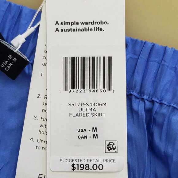 Eileen Fisher Crushed Silk Ultramarine Flared Skirt NWT - Picture 14 of 16